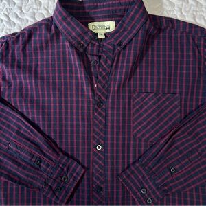 Dapper Boi Men’s 2XL Button-Snap Shirt Windowpane Red Burgundy Navy Check Plaid